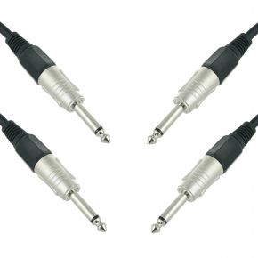4 x 10ft / 3m Guitar Instrument 6.5mm Patch Leads / Cables