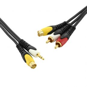 1.5m ISIX S-Video SVHS & 3.5mm Plug to S-Video & 2RCA AV Audio Video Cable ITT4581