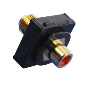 Digitek RCA Female Red to F Female Terminal Connector For Custom Wall Plate Gold Plated / Black 05BC1RBK