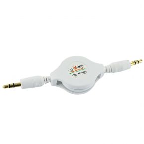 Retractable AUX Cable 3.5mm Stereo Audio Car Input White RET3.5mmw 