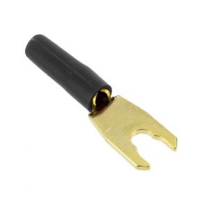 Spade Terminals Male Black 24k Gold Plated Connectors for Speaker CableHold 12AWG NC608B
