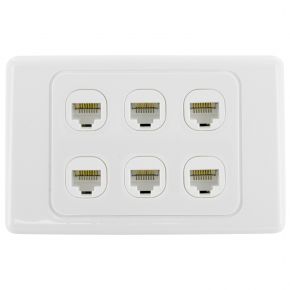 6-Port CAT6 Network Punch Down Wall Plate