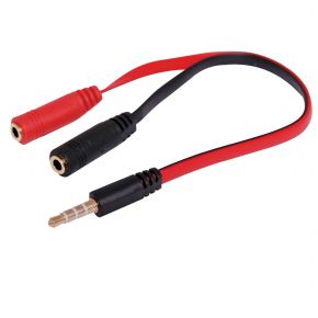 15cm 3.5mm TRRS 4-pole Plug to 2 x 3.5mm Stereo Socket Y Splitter Cable P7216