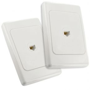 Pair of CAT6 Network Cable Wall Plates White