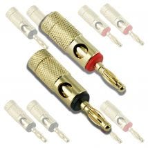 8 Stackable Banana Plugs Gold Plated Black Red suit up to 10 AWG Speaker Cable PP0426.8pk